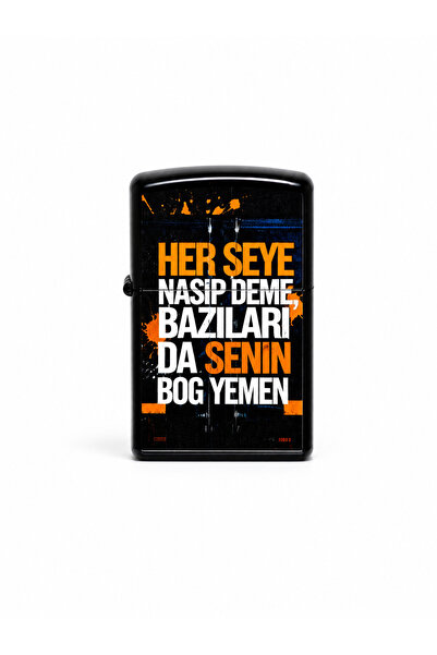 ONRSTORE Baskılı Benzinli Metal Çakmak – Klasik Kapaklı Doldurulabilir Çakmak