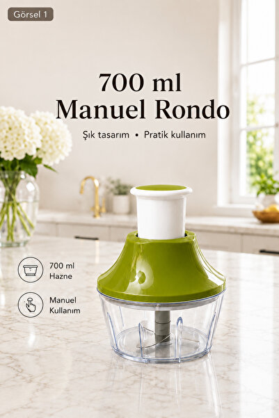Sariva Home 700 ML Bastırmalı Manuel Rondo 3 Bıçaklı Soğan Sebze Meyve Doğram...