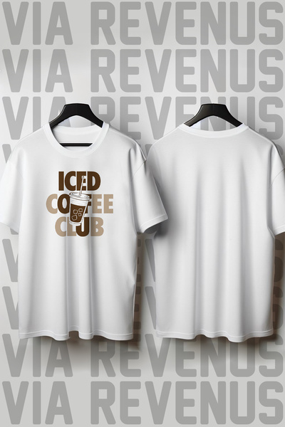 Vordevia Iced Coffee Club Printed Wide Fit 100% Cotton Tshirt