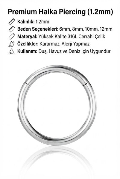 Blisse Piercing Kilitli Mekanizma Halka Cerrahi Çelik Tragus Helix Kıkırdak B...