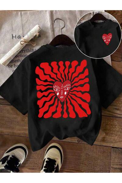 SVART WEAR Καλοκαιρινό μπλουζάκι με στάμπα καρδιάς και λαιμόκοψη ποδηλάτου σε...