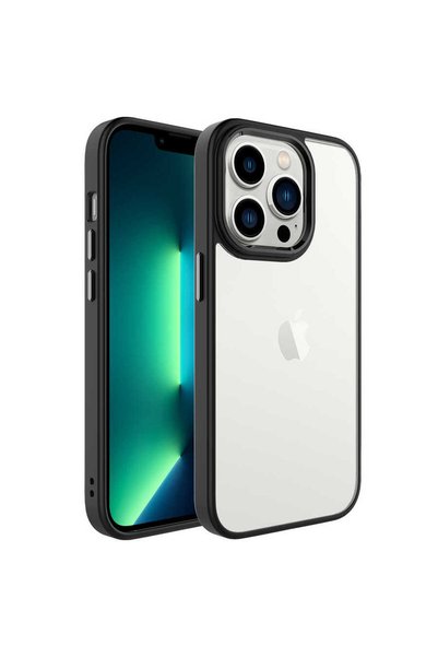 zore iPhone 14 Pro Case Transparent Back Face Camera Raised Silicone Brsa