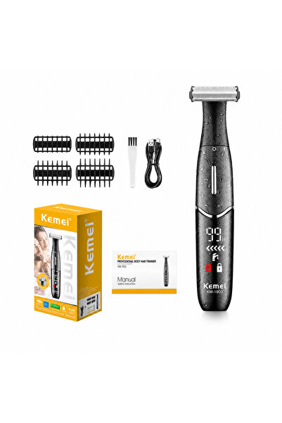 Kemei Тример за тяло KM-1903, Тример за тяло и интимни зони, IPX5, LED диспле...