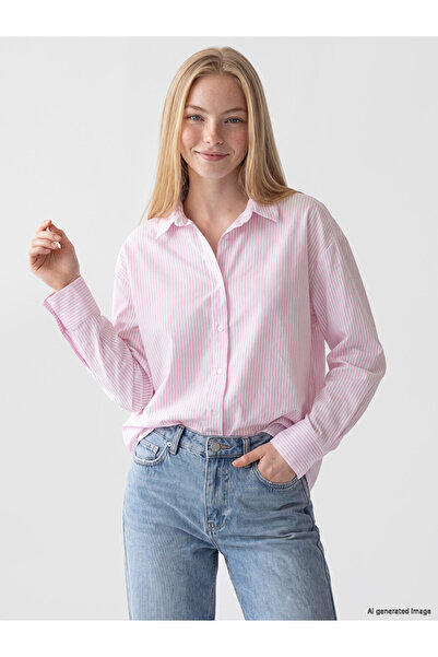 LC Waikiki Timeless Clothing & Timeless Choices Striped Loose Fit Oxford Wome...