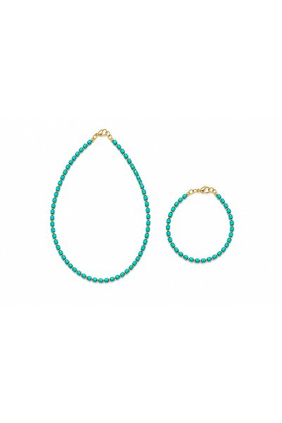 golden takış Necklace and Bracelet Set