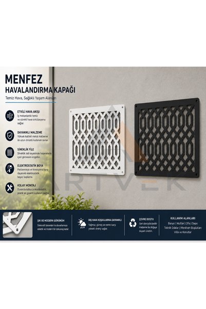 Artvek Decorative Metal Ventilation Cover – Mesh Grille Cover 40X40 cm Black Style 1