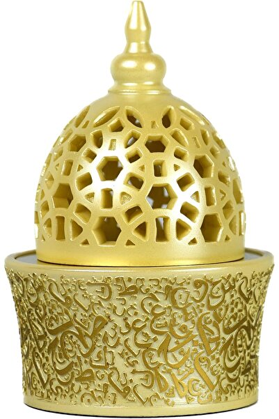 Generic Calligraphy Style Closed Resin Incense Burner – 8 Inches, Beige Metal...