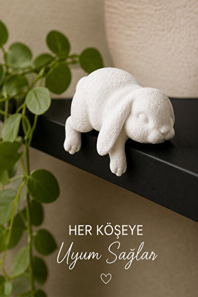 İBERİALHOME Floppy Bunny Dekoratif Tavşan Biblo | Uyuyan Tavşan Heykeli | Mod...