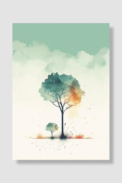Luna Marissa Poster cu copac Acuarelă Verde pastel Copaci Minimalist Natură D...