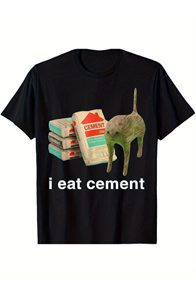 Ekim11 تي شيرت I Eat Cement Cotton للرجال باللون الأسود 180 جرام