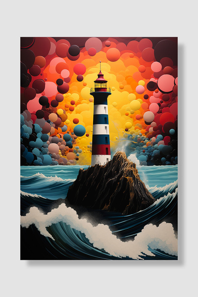 Luna Marissa Poster Farul de la marea Britanie Pop Art Bule colorate Apus de ...