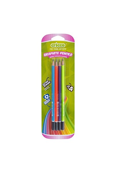 Cricco Set 4 creioane HB, Cricco, Neon, Multicolor
