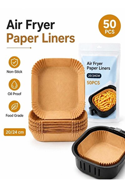 LEOXOL Air Fryer Paper Liners 50 Pcs | Non Stick Disposable Oil Proof Parchme...