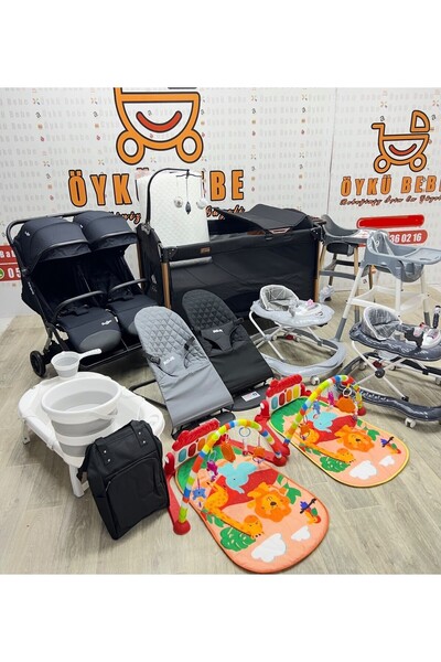 ÖYKÜ BEBEK DUNYASI Yeni Doğan İkiz Bebekler İçin Full Set İkiz Bebek Çeyiz Seti