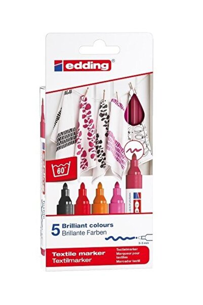 Edding Markere pentru material, EDDING, 5 culori, Multicolor