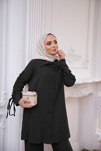 Bwest طقم كتان - أسود