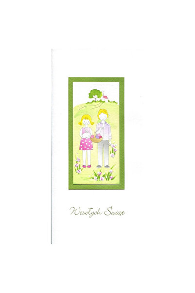 MAK Felicitare de Paste DL W16, pictata manual, cu motiv copii, multicolor, 1...