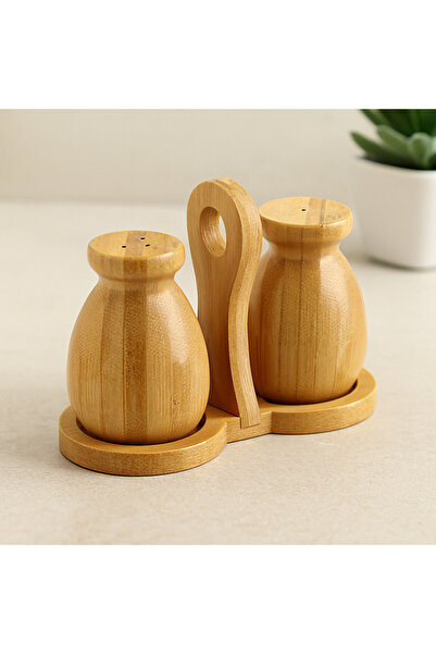 magicool Bamboo Wood 2-Piece Salt and Spice Shaker Set (with Stand)