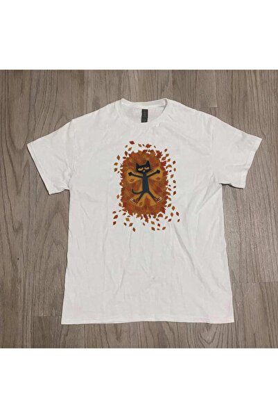Grafftee Clothing Унисекс овърсайз тениска с принт  "Падаща котка "