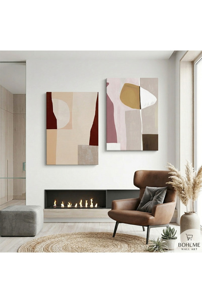 Harika bir ev MODERN ABSTRACT DESENLİ TABLO | EKRU | 2Lİ DİKEY ÇERÇEVESİZ KAN...