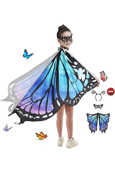 TAPIT Halloween Butterfly Wings Costume for Girls Butterfly Cape for Kid Fair...
