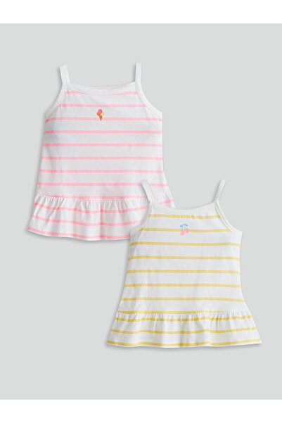 LC Waikiki Square Neck Strappy Girls' Tank Top 2 Pack