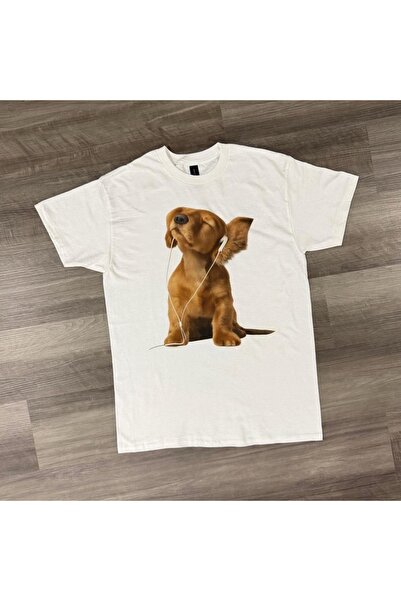 Grafftee Clothing تي شيرت كبير الحجم للجنسين مطبوع عليه موسيقى الكلب المريح