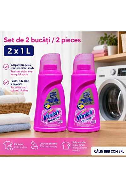 Vanish Top Bottom Set of 2 x Oxi Action Stain Removal Gel 1 L – Chlorine Free...