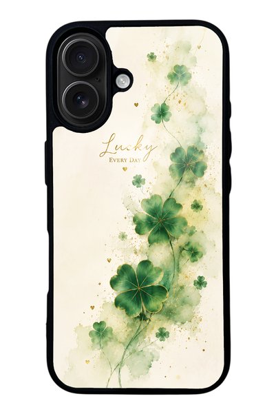 Spoyi iPhone 16 Glossy Phone Case with Lucky Clover Whisper Design
