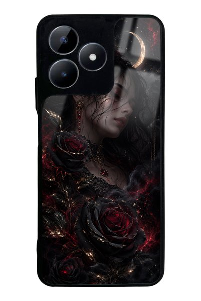 Spoyi Realme C53 Glossy Phone Case with Crimson Moon Rose Design
