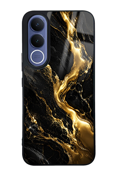 Spoyi Vivo V70 FE Obsidian Gold Flow Tasarımlı Glossy Telefon Kılıfı