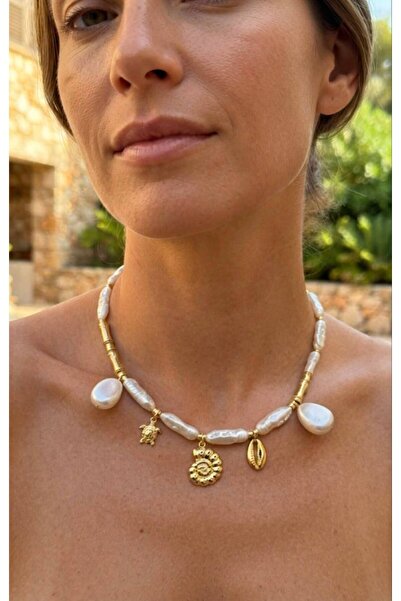 alysa jewelry Women's Stylish Summer Necklace with Pearl Dangle Charm