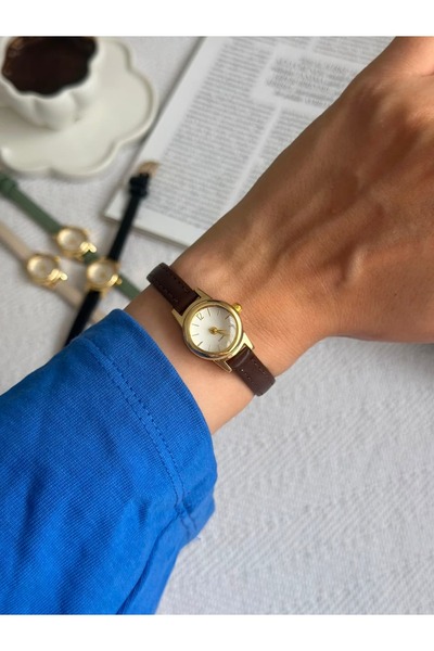 MERW Fery Model Bitter Brown Color Leather Cord Women Wrist Watch