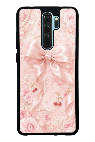 Spoyi حافظة هاتف لامعة بتصميم فيونكة بلون الكرز لهاتف Xiaomi Redmi Note 8 Pro