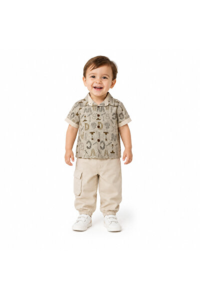 Generic Boy's Shirt and Trousers Set with Fashionable Prints |   Short-Sleeve...