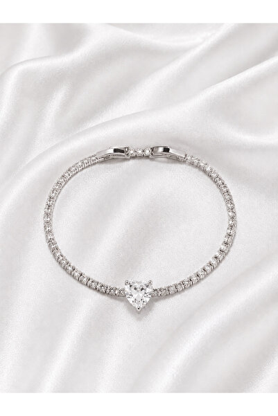 Evorya Women's White Waterway Heart Bracelet