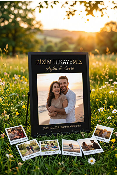 ÇELİKLER HEDİYE Kişiye Özel Sevgili Fotoğraf Çerçevesi Bizim Hikayemiz İsim v...