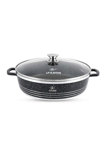 Lifesmile Life Smile 36 cm Oven-Safe Granite Coating Cooking Pot with Glass L...