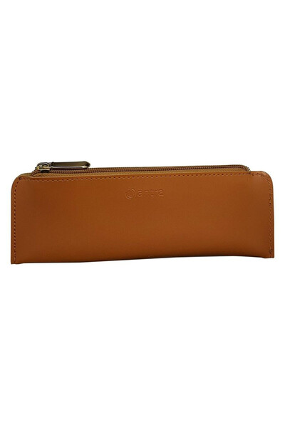 Antra , Etui/penar pentru 2 pixuri din piele ecologica, cu fermoar, caramel, ...