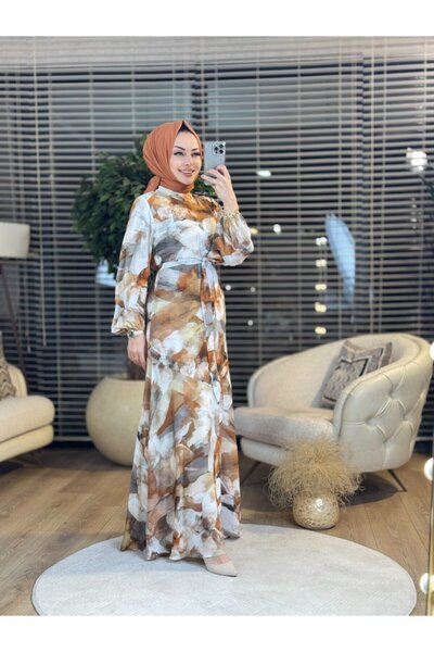 ORHAN STORE 08-1659 watercolor pattern dress earth