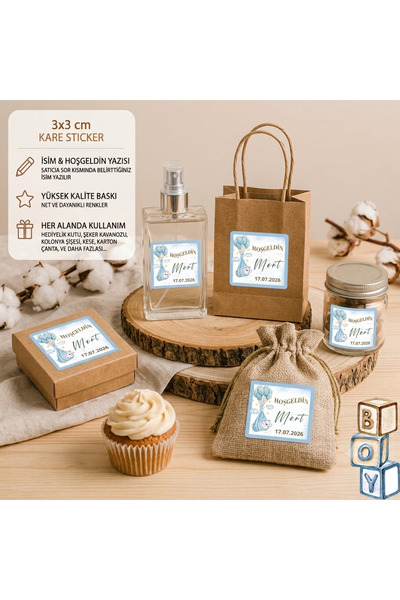 Kişiye Özel Kolonya Çikolata Özel Gün Etiketi Baby Shower Sticker 3x5 Cm 50 Adet
