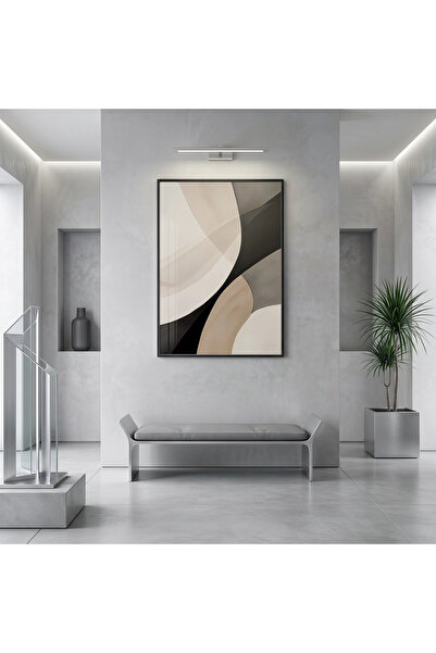 KOLAJTASARIM Curbe abstracte Tonuri neutre Cadru metalic negru unic Poster de...