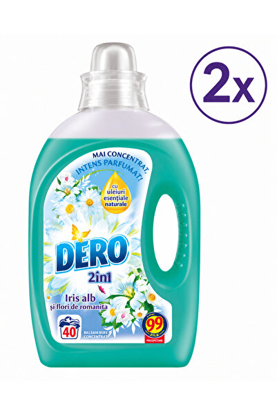 Dero Set 2 x 2in1 Iris Alb Detergent Automat 40 Spalari 2 L