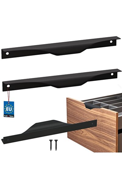 KOTARBAU Mâner de mobilier modern tip  "Edge " din aluminiu negru mat 192 / 2...
