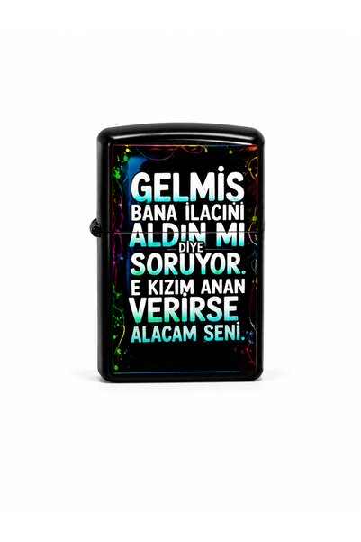 ONRSTORE Baskılı Benzinli Metal Çakmak – Klasik Kapaklı Doldurulabilir Çakmak