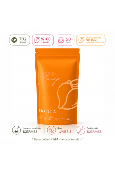 Narma Mango Dondurularak Kurutulmuş 50 Gr Freeze Dried Çıtır Mango Kuru Meyve...