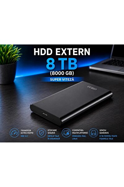OEM HDD Extern Portabil 8TB (8000GB) USB 3.0, USB C Aluminiu,Super Viteza !!!