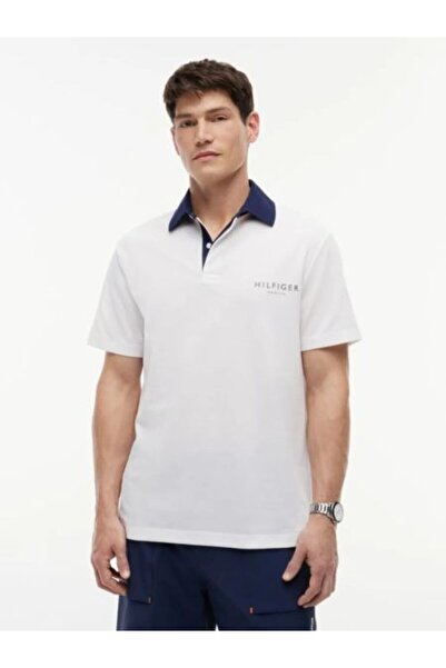 Tommy Hilfiger BEYAZ LOGOLU ERKEK POLO T-SHIRT