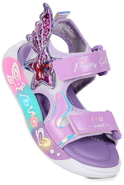 Kiko Kids Lug Cırtlı Işıklı Kız Çocuk Sandalet