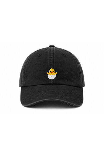 WeavedCo Cute Chick Emoji Embroidered Vintage Washed Cap Hat
